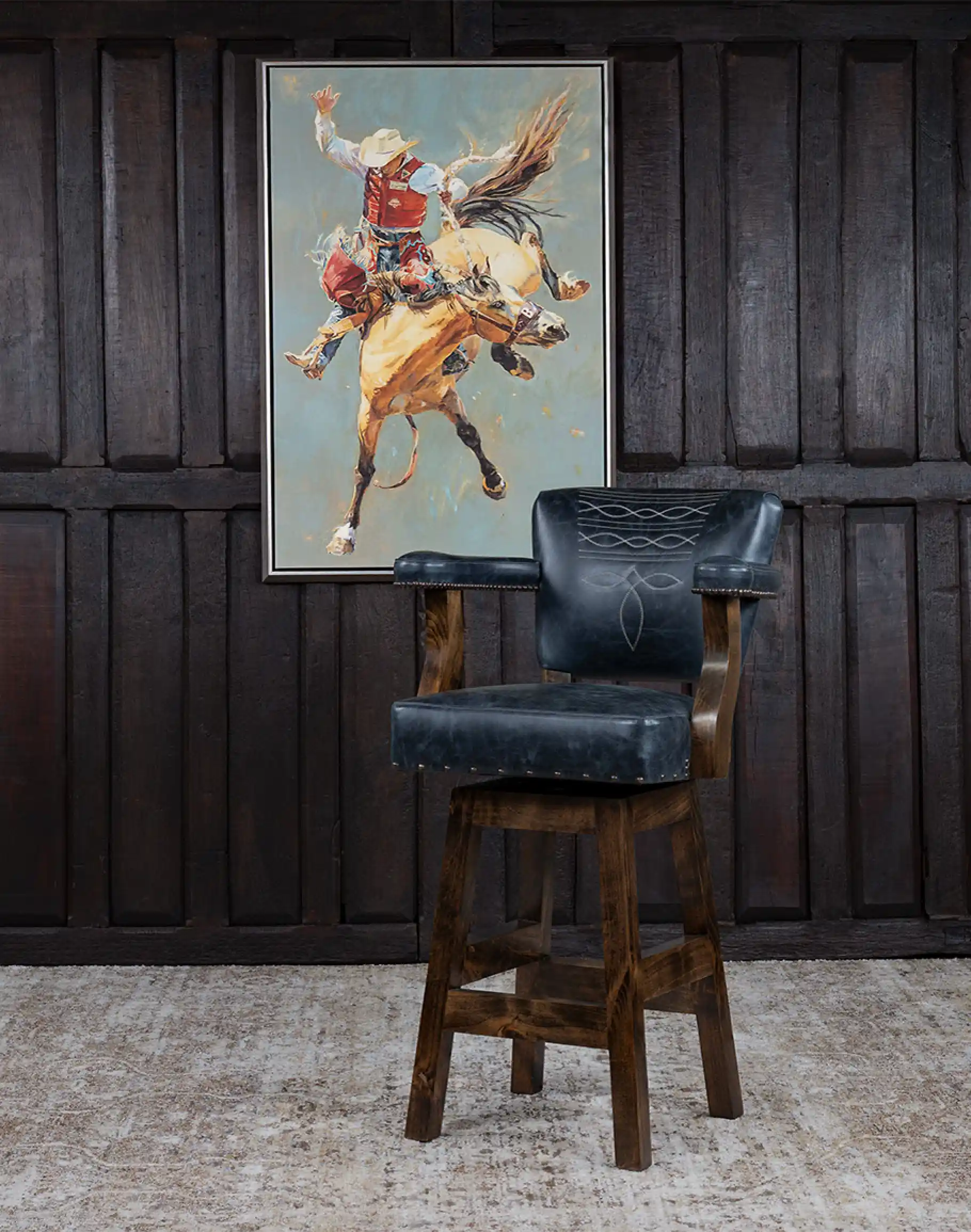 Chisum TX Blue Western Barstool - Image 12