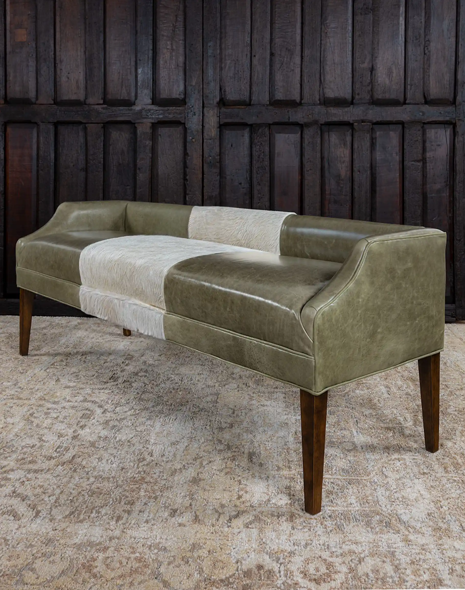 Pecos Moss Leather Bench