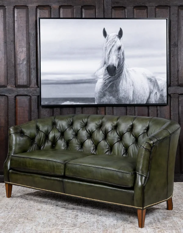 Audrey Olive Leather Settee