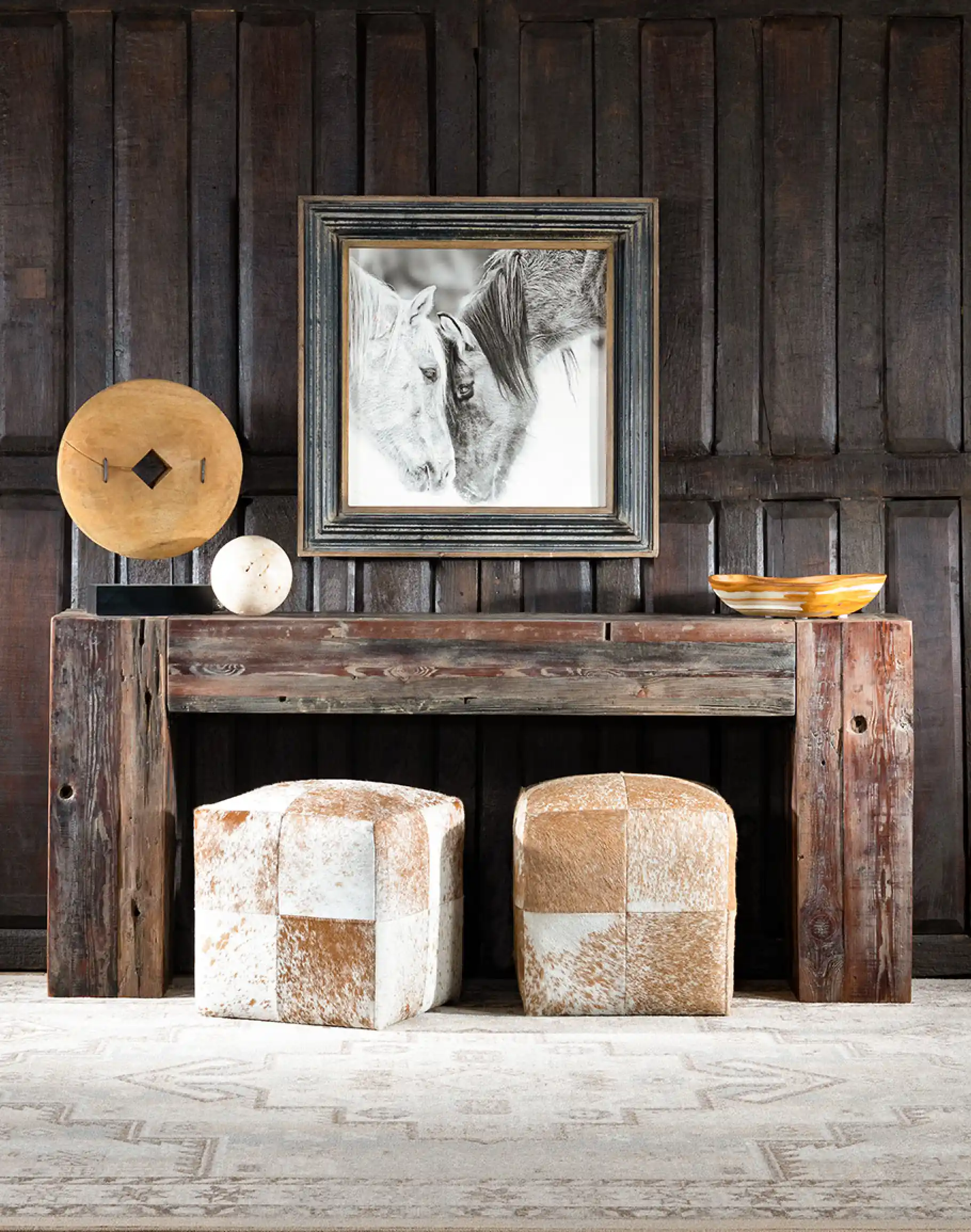 Cowhide Cube Ottoman